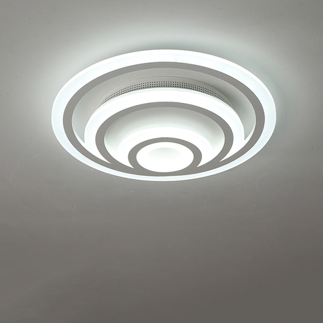 LED Contemporary Lighting 3 Rings Close to Ceiling Lighting Fixture in White for Bedroom Living Room