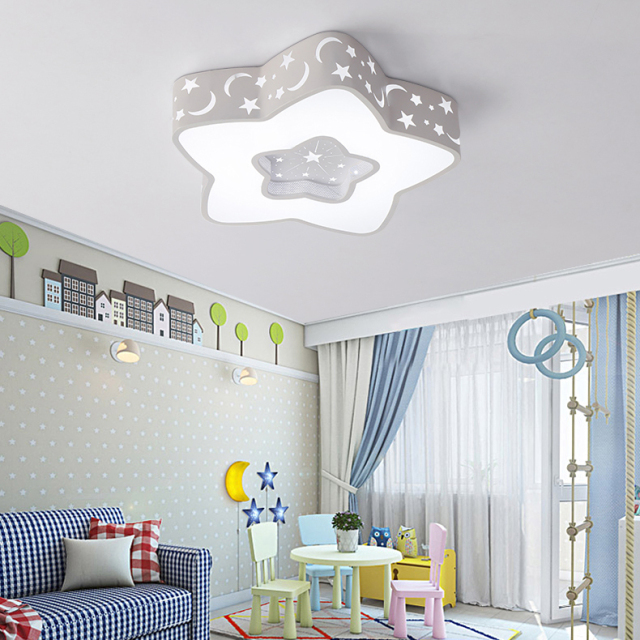 Modern White Star LED Flush Mount Ceiling Light for Children's Room