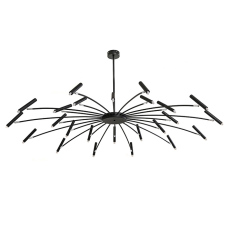 Modern 24 Light Large Black Radial Chandelier with Adjustable Heads for Living Room Foyer Entryway