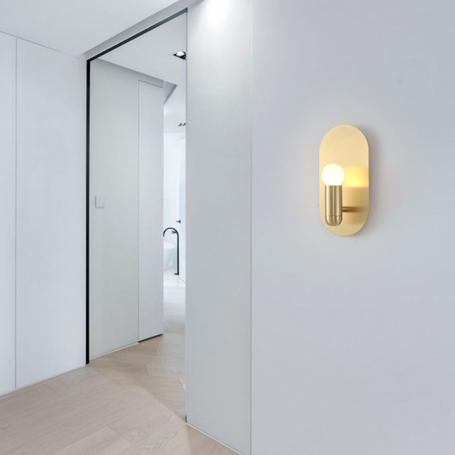 Mid Century Modern 1 Light Brass Wall Sconce for Hallway Bedroom Lighting