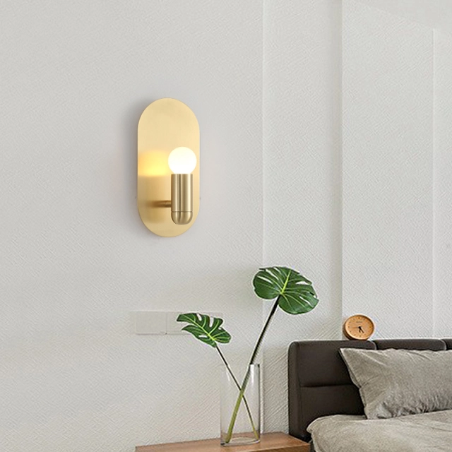 Mid Century Modern 1 Light Brass Wall Sconce for Hallway Bedroom Lighting