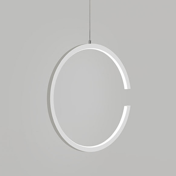Modern LED Lighting 15.75&quot;W Ring Pendant Lamp in White/Black for Restaurant Bar