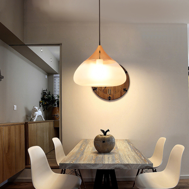 Modern Style 1 Light Frosted Glass Pendant Lamp with Golden Holder for Kitchen Island Dinging Room Restaurant