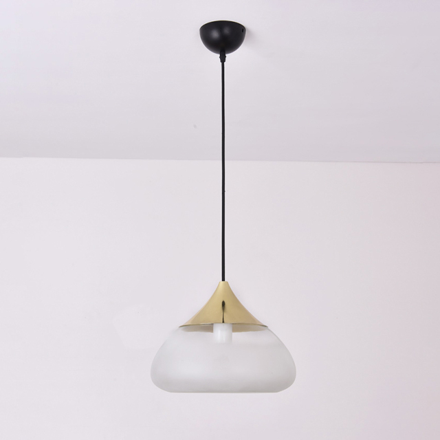 Modern Style 1 Light Frosted Glass Pendant Lamp with Golden Holder for Kitchen Island Dinging Room Restaurant