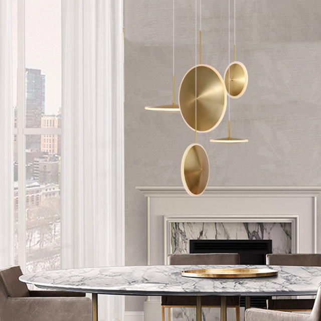 Modern Designer UFO Saucer LED Hanging Pendant in Gold for Bar Restaurant Kitchen Lighting