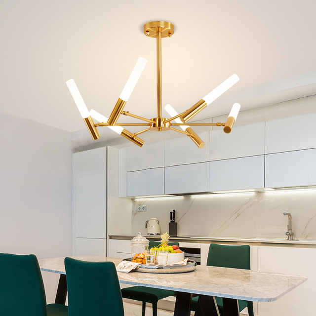 Modern Style 6/8 Light Frosted Glass Chandelier in Gold/Black for Dining Table Restaurant Bar Lighting