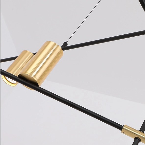 Mid Century Modern 3/9 Light Suspension Chandelier in Black and Gold for Foyer Living Room or Dining Room