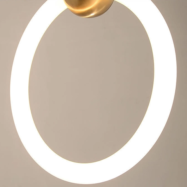 Modern LED Lighting 11.81&quot;W Ring Hanging Pendant in Gold for Bedside Restaurant Showcase Lighting