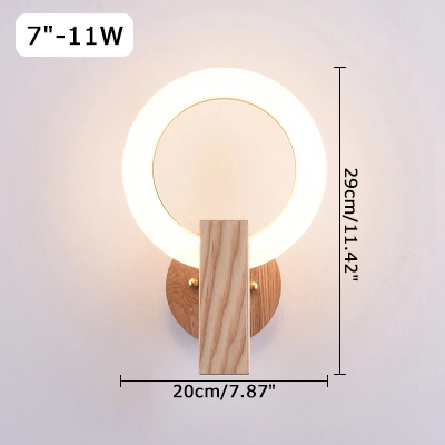 Modern LED Lighting Circle Wall Sconce with Wooden Holder Warm White