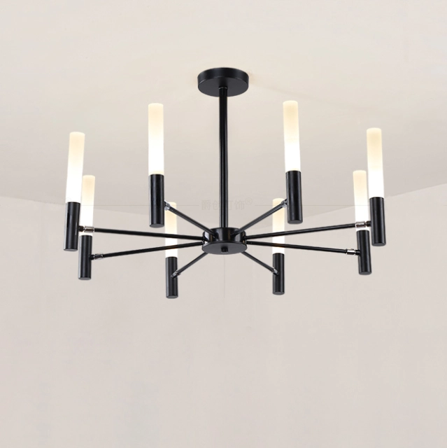 Modern Style 6/8 Light Frosted Glass Chandelier in Gold/Black for Dining Table Restaurant Bar Lighting