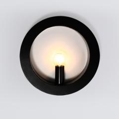 Contemporary Style 1 Light Circle Wall Sconce in White/Black