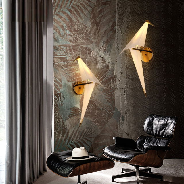 Modern Design Golden Crane Wall Sconce for Bedroom Living Room Restaurant Decor