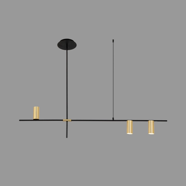 Mid Century Modern 3/9 Light Suspension Chandelier in Black and Gold for Foyer Living Room or Dining Room