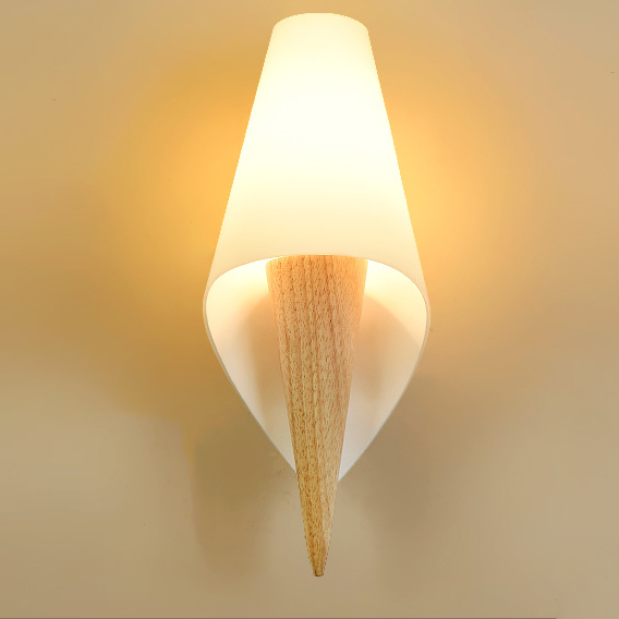 Northern Lighting 1 Light Cone Wall Sconce with Wooden Holder for Bedside Hallway Kid's Room Lighting