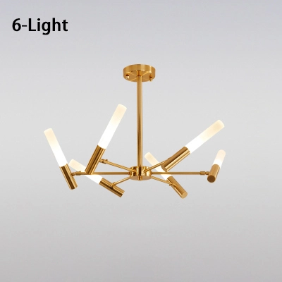 Modern Style 6/8 Light Frosted Glass Chandelier in Gold/Black for Dining Table Restaurant Bar Lighting