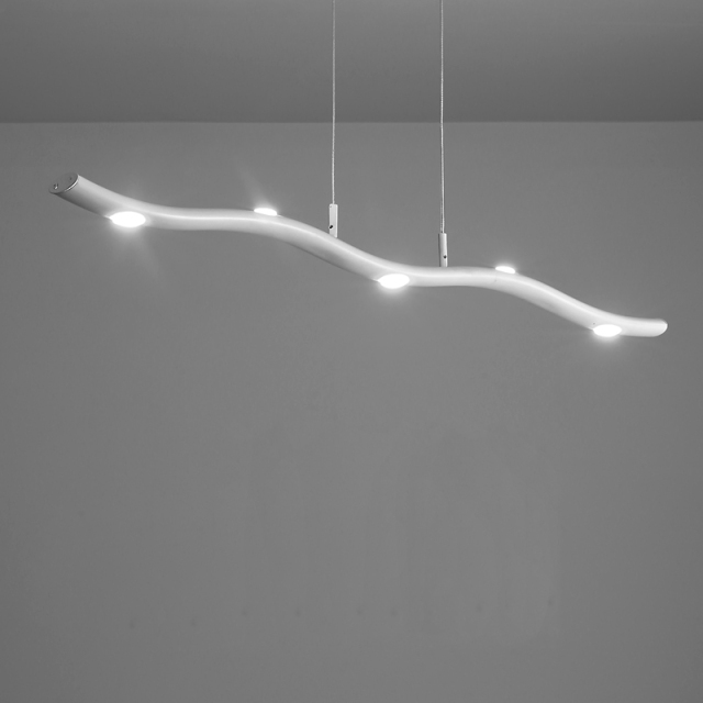 Modern Style LED 15W Wavy Linear Chandelier in White for Kitchen Island Dining Table Lighting