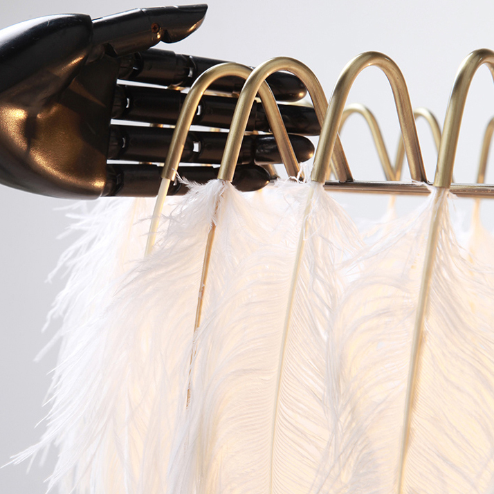 Northern Lighting 1 Light Feather Chandelier in Brass for Bedroom Living Room