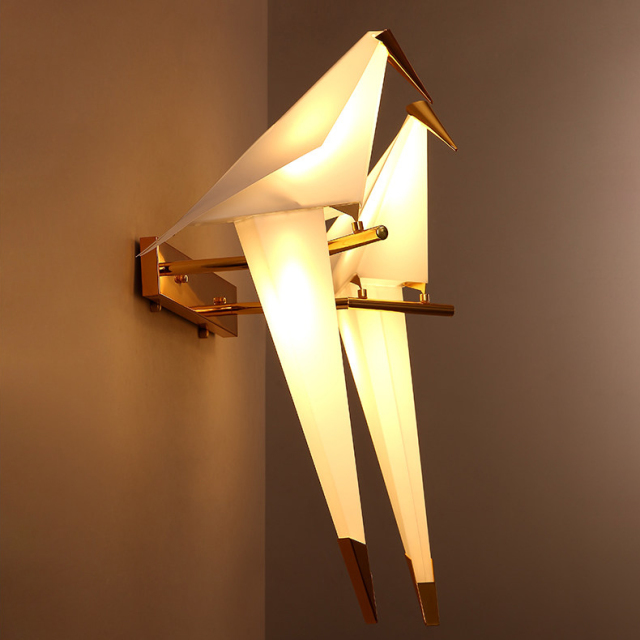 Modern Design Golden Crane Wall Sconce for Bedroom Living Room Restaurant Decor