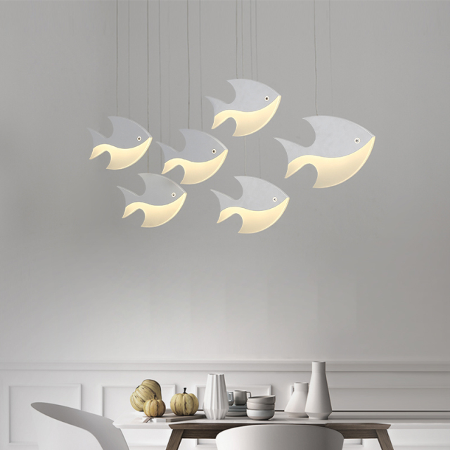 Modern Mini LED Pendant Light in Fish Shape for Kitchen Island Dining Table Restaurant