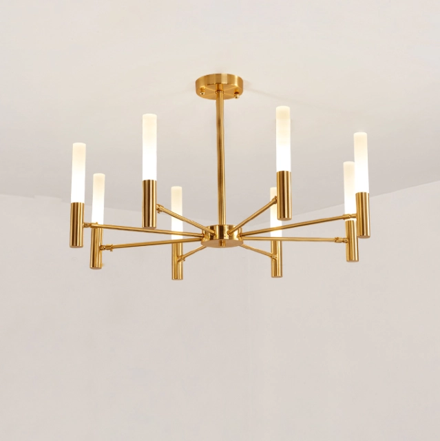 Modern Style 6/8 Light Frosted Glass Chandelier in Gold/Black for Dining Table Restaurant Bar Lighting