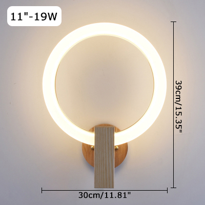 Modern LED Lighting Circle Wall Sconce with Wooden Holder Warm White