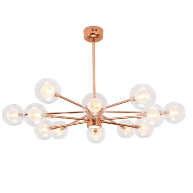 Modern Style Copper Sputnik Chandelier with Hand-blown Glass Globes