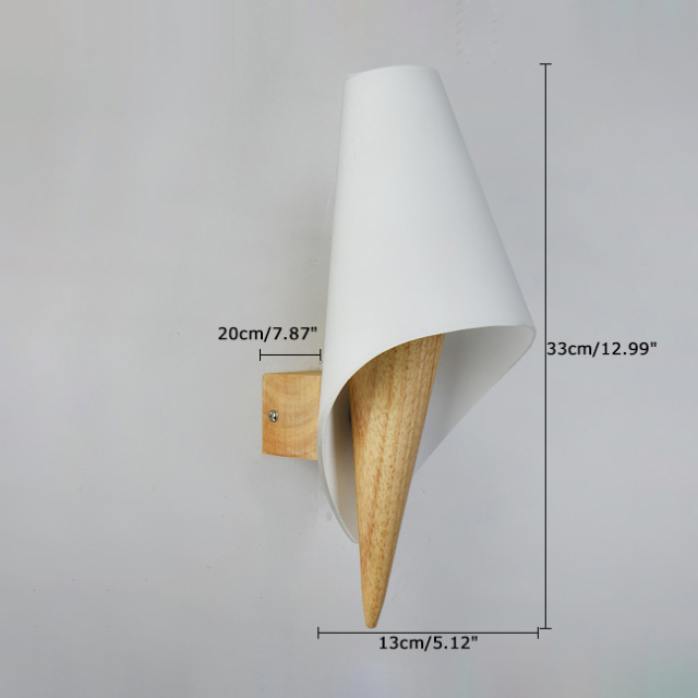 Northern Lighting 1 Light Cone Wall Sconce with Wooden Holder for Bedside Hallway Kid's Room Lighting