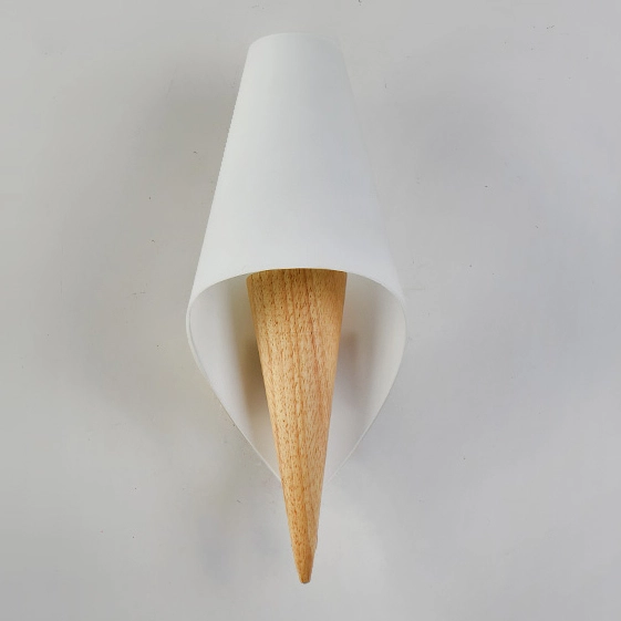 Northern Lighting 1 Light Cone Wall Sconce with Wooden Holder for Bedside Hallway Kid's Room Lighting