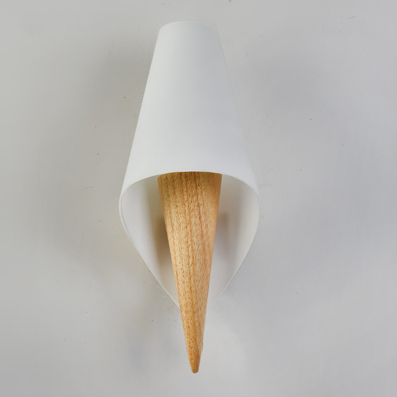 Northern Lighting 1 Light Cone Wall Sconce with Wooden Holder for Bedside Hallway Kid's Room Lighting