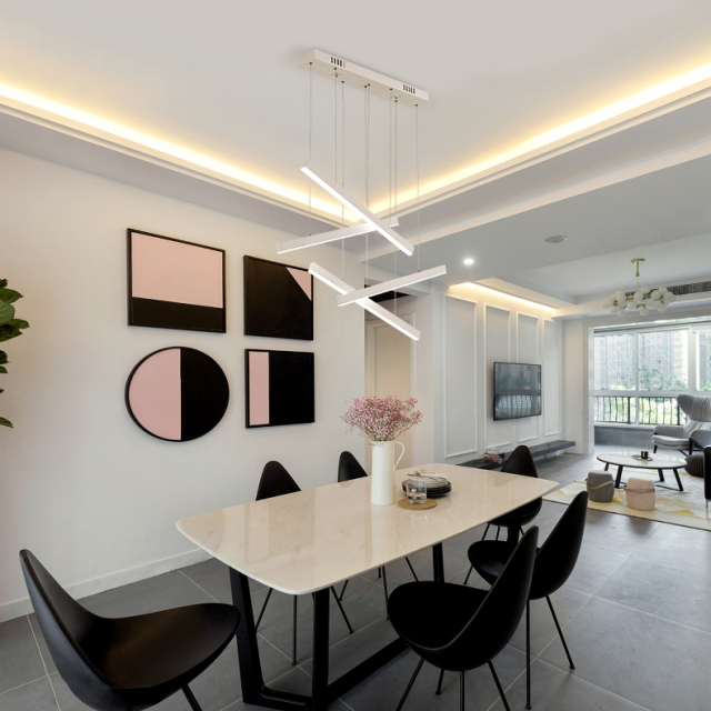 Four Head Modern White LED Hanging Suspension for Home Office Restaurant Lighting