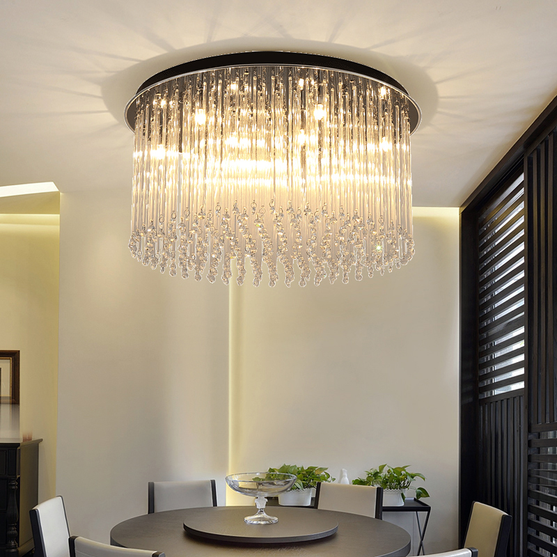 77381331 50CM Luxury Round Living Dining Room Hall Ceiling Light Crystal Glass 