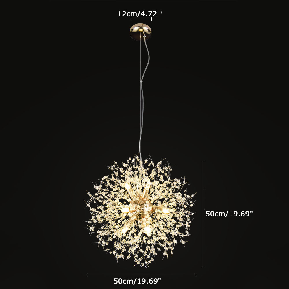 Contemporary Sputnik Firework Chandelier for Living Room Bedroom 8-Light in Chrome/Gold