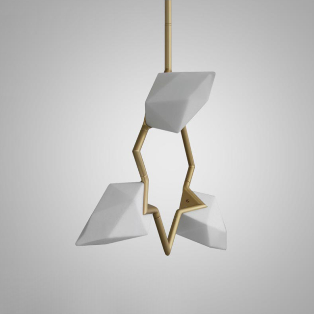 Modern Style 6-Light Seed 02 Chandelier in Brushed Brass/White