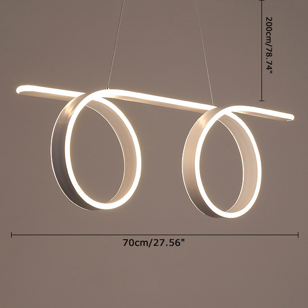 Modern Style Double Circular Curve LED Chandelier Energy Saving for Kitchen Island