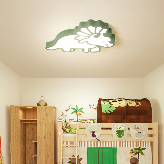 Modern Cool Kid Lighting Dinosaur Flush Mount Ceiling Lamp for Boys and Girls Nursery Room Playroom