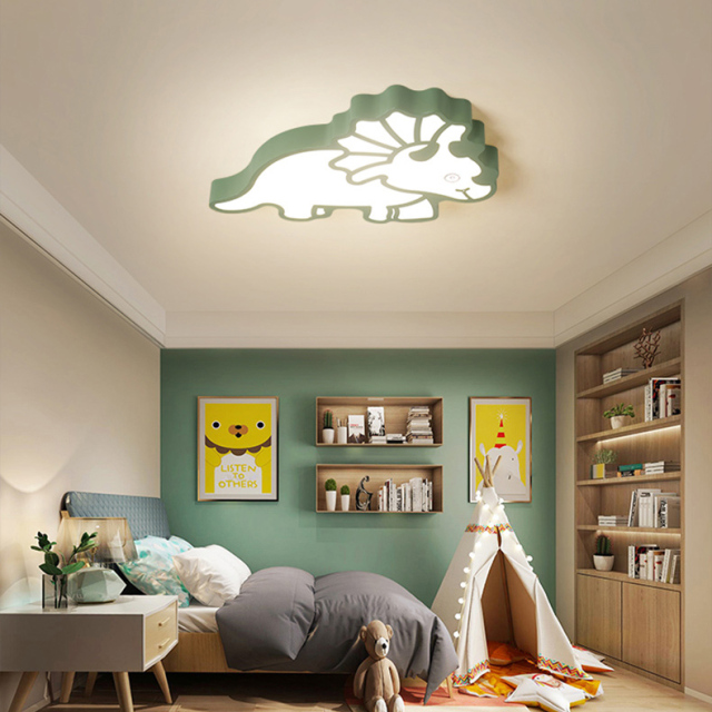 Modern Cool Kid Lighting Dinosaur Flush Mount Ceiling Lamp for Boys and Girls Nursery Room Playroom