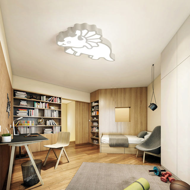 Modern Cool Kid Lighting Dinosaur Flush Mount Ceiling Lamp for Boys and ...