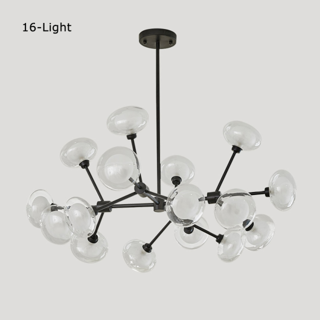 12 Light 33'' Wide Large Modern Sputnik Chandelier with Hand-blown Glass Shade in Brass