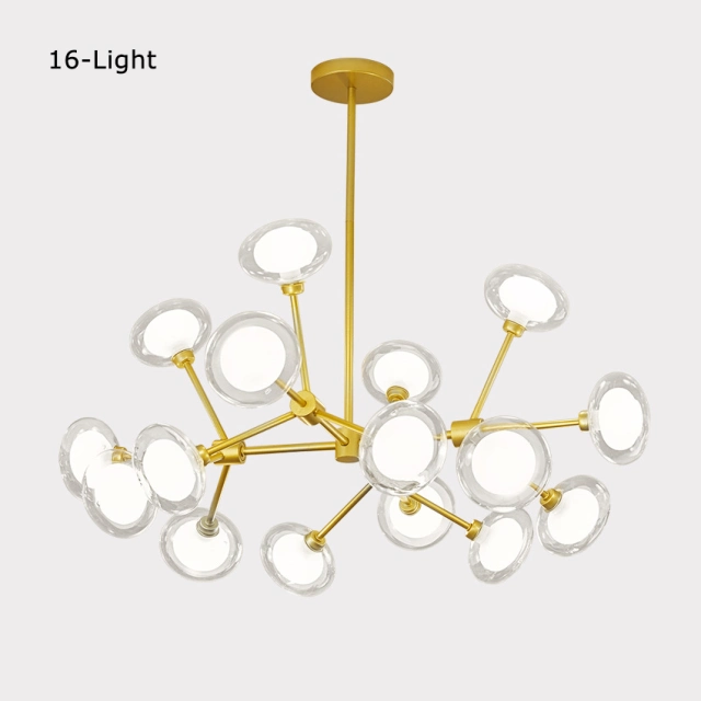 12 Light 33'' Wide Large Modern Sputnik Chandelier with Hand-blown Glass Shade in Brass