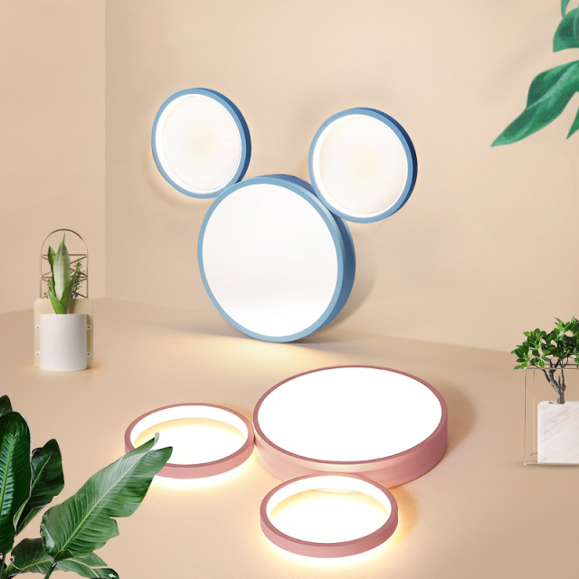 Modern Style Cool Kid Mickey LED Flush Mount Ceiling Lamp for Boys and Girls Room