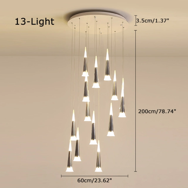 Modern Style Multi-light Starwell LED Hanging Pendant for High Ceiling Foyer Staircase and Restaurant