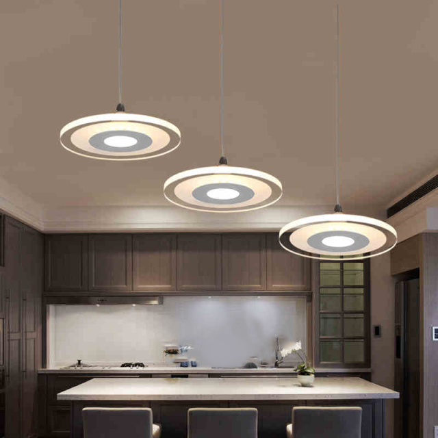 Modern LED Lighting Acrylic Round Pendant Lamp for Kitchen Island Dining Room and Restaurant