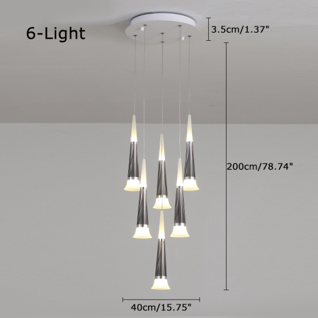 Modern Style Multi-light Starwell LED Hanging Pendant for High Ceiling Foyer Staircase and Restaurant