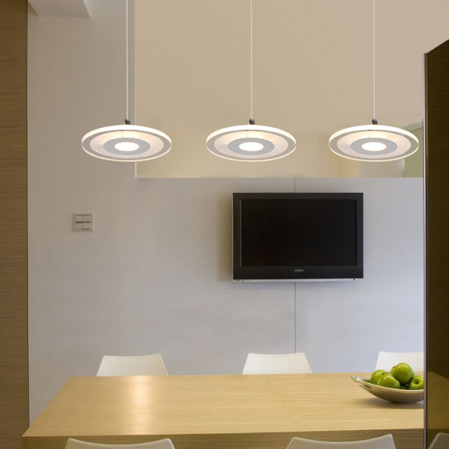 Modern LED Lighting Acrylic Round Pendant Lamp for Kitchen Island Dining Room and Restaurant