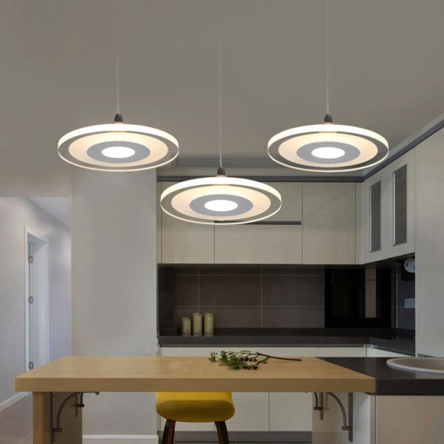 Modern LED Lighting Acrylic Round Pendant Lamp for Kitchen Island Dining Room and Restaurant