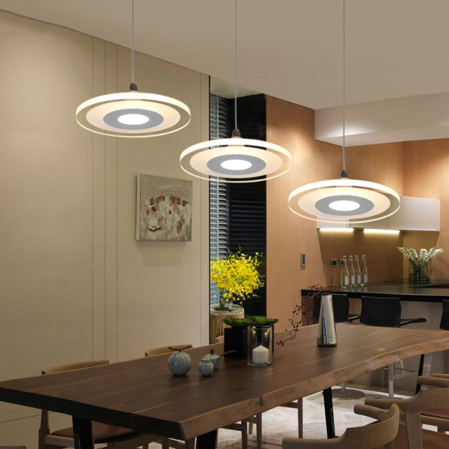 Modern LED Lighting Acrylic Round Pendant Lamp for Kitchen Island Dining Room and Restaurant