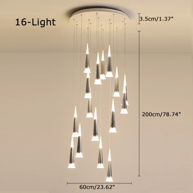 Modern Style Multi-light Starwell LED Hanging Pendant for High Ceiling Foyer Staircase and Restaurant