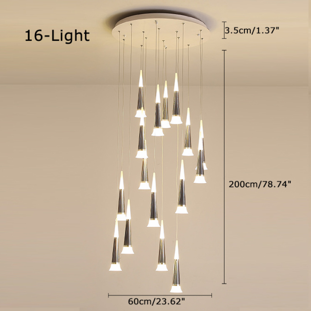 Modern Style Multi-light Starwell LED Hanging Pendant for High Ceiling Foyer Staircase and Restaurant