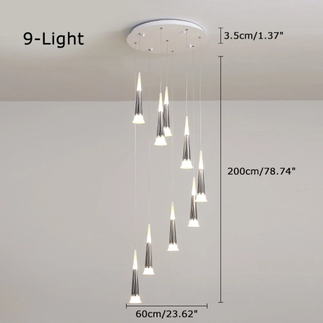 Modern Style Multi-light Starwell LED Hanging Pendant for High Ceiling Foyer Staircase and Restaurant