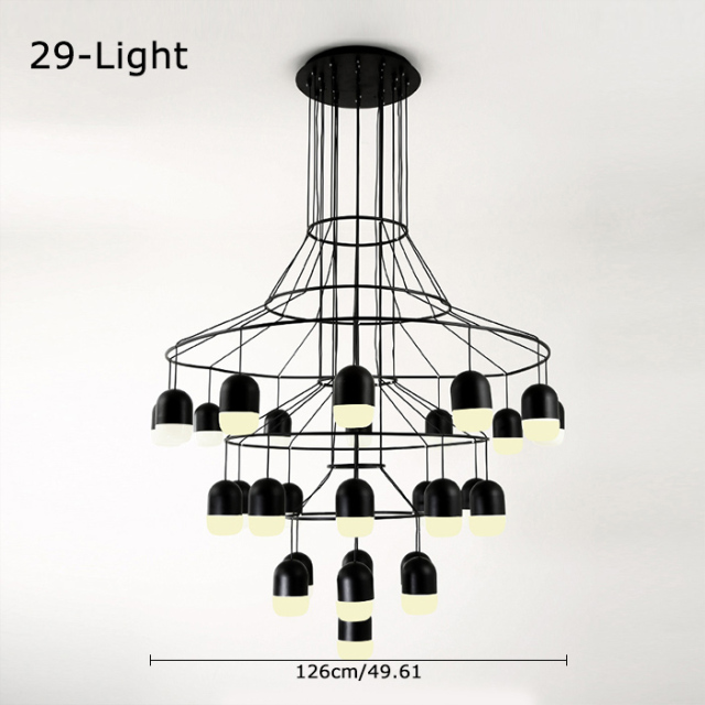 Modern Black 25 Lights Large LED Round Chandelier for Foyer Height Ceiling Staircase and Showroom